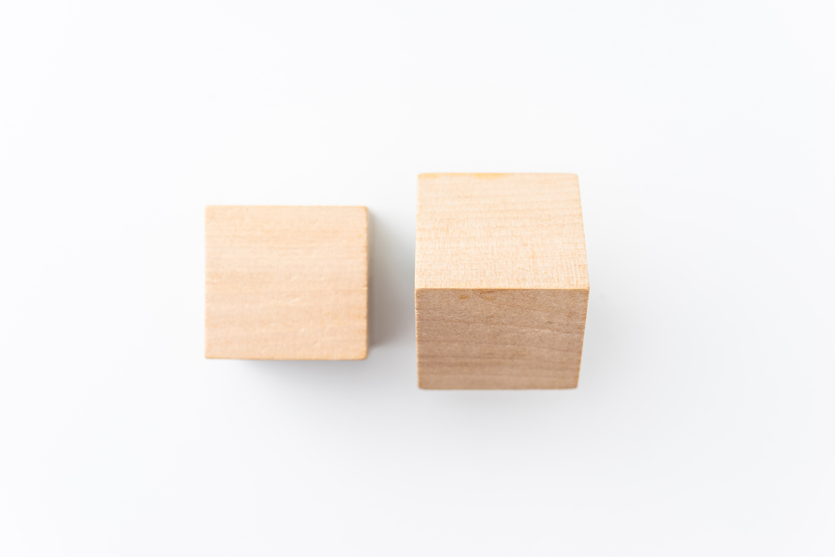 wood cube isolated on white background